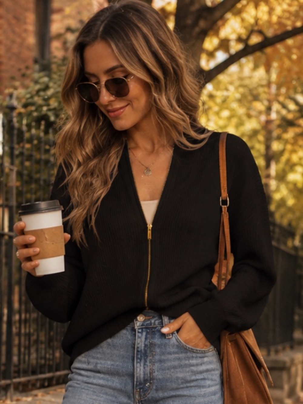 Calvin Klein Black Knit Zip Cardigan